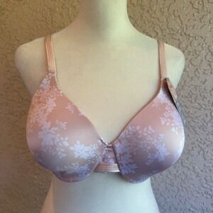 Bali Full Coverage Bra Womens 38B Pink Floral NEW Smoothing Seamless DF3W11